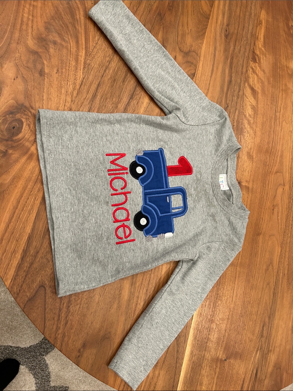 Gray Kids Long-Sleeve first birthday Shirt